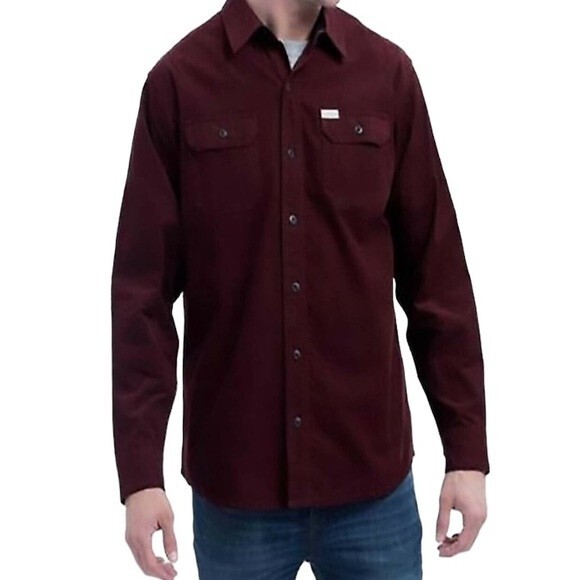 Eddie Bauer Maroon Cross Cut Corduroy Cotton Button Up Shirt Front Flap Pocket - Picture 16 of 16